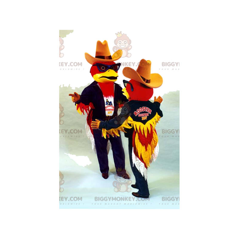 BIGGYMONKEY™ Mascot Costume Red Eagle Couple In Cowboy Outfit -