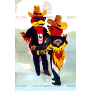 BIGGYMONKEY™ Mascot Costume Red Eagle Couple In Cowboy Outfit -