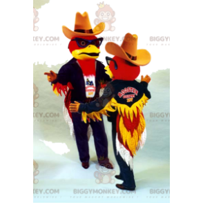 BIGGYMONKEY™ Maskotdräkt Red Eagle Par i Cowboyoutfit -