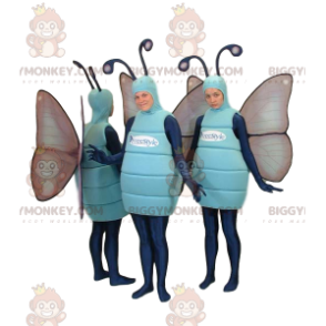 Kostýmní trio s maskoty Blue Butterflies BIGGYMONKEY™. kostým