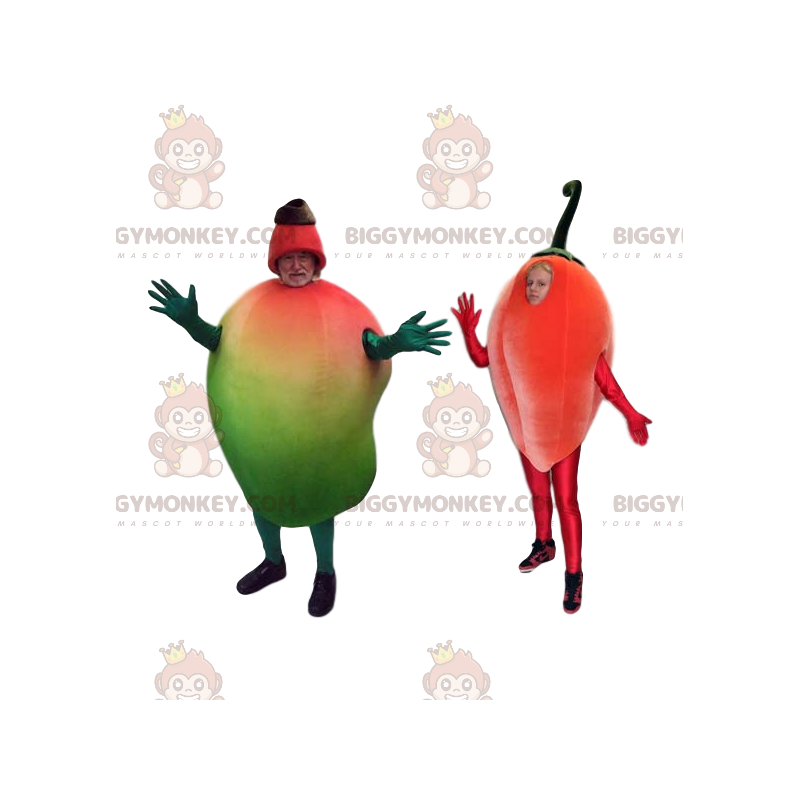 Exotisk frukt BIGGYMONKEY™ Mascot Costume Duo. frukt kostym -