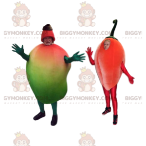 Dúo de disfraces de mascota BIGGYMONKEY™ de frutas exóticas.