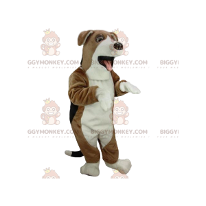 Costume de mascotte BIGGYMONKEY™ de chien blanc et marron super