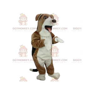 Supercool vit och brun hund BIGGYMONKEY™ maskotdräkt -