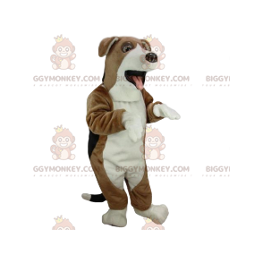 Super coole witte en bruine hond BIGGYMONKEY™ mascottekostuum -