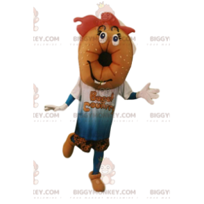 Bagel BIGGYMONKEY™ mascot costume with t-shirt and shorts.