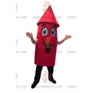 Costume de mascotte BIGGYMONKEY™ de fusée rouge super souriante