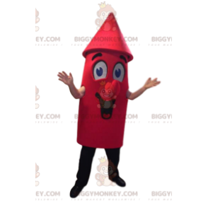 Costume de mascotte BIGGYMONKEY™ de fusée rouge super souriante