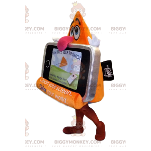 Disfraz de mascota BIGGYMONKEY™ de teléfono celular gris en