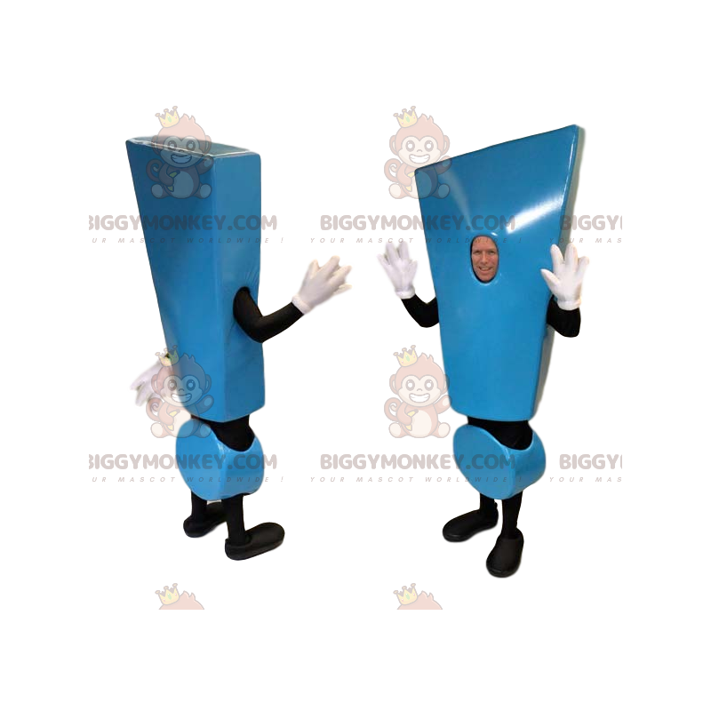Costume de mascotte BIGGYMONKEY™ de point d'exclamation bleu et