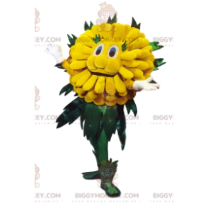 Cute yellow dandelion BIGGYMONKEY™ mascot costume. Dandelion