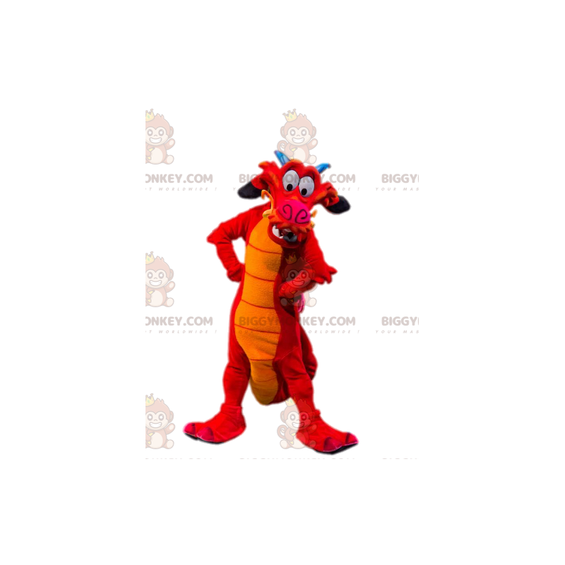 Costume da mascotte drago rosso comico BIGGYMONKEY™. Costume da