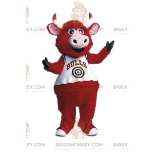 Red Ox BIGGYMONKEY™-mascottekostuum met wit supportersshirt -
