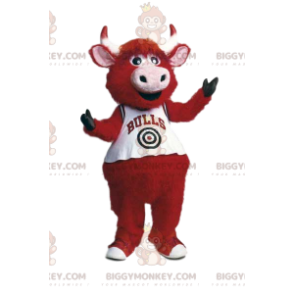 Fantasia de mascote Red Ox BIGGYMONKEY™ com camisa branca de