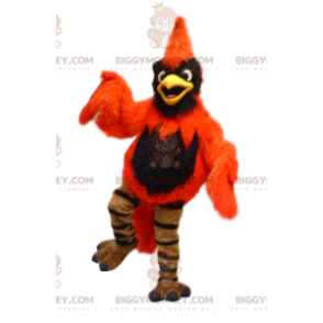 Fantasia de mascote BIGGYMONKEY™ de águia laranja e preta.
