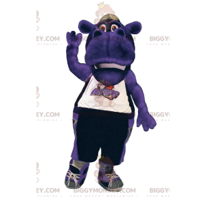 Costume de mascotte BIGGYMONKEY™ d'hyppopotame violet en tenue