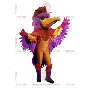 Costume de mascotte BIGGYMONKEY™ de phoénix multicolore.