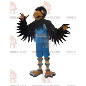 BIGGYMONKEY™ Mascot Costume of Black Eagle in Blue Supporter