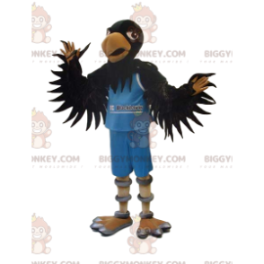 BIGGYMONKEY™ Maskottchen-Kostüm des schwarzen Adlers im blauen
