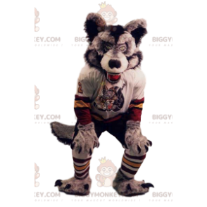BIGGYMONKEY™ Mascot Costume Fierce Wolf Supporter Jersey –