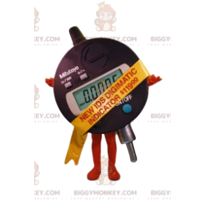 Round digital measurer BIGGYMONKEY™ mascot costume. Measurer