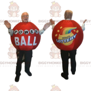 Red lottery ball BIGGYMONKEY™ mascot costume. Lottery ball