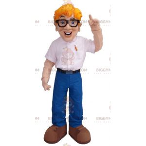 BIGGYMONKEY™ Blonde Engineer Man-mascottekostuum met bril -