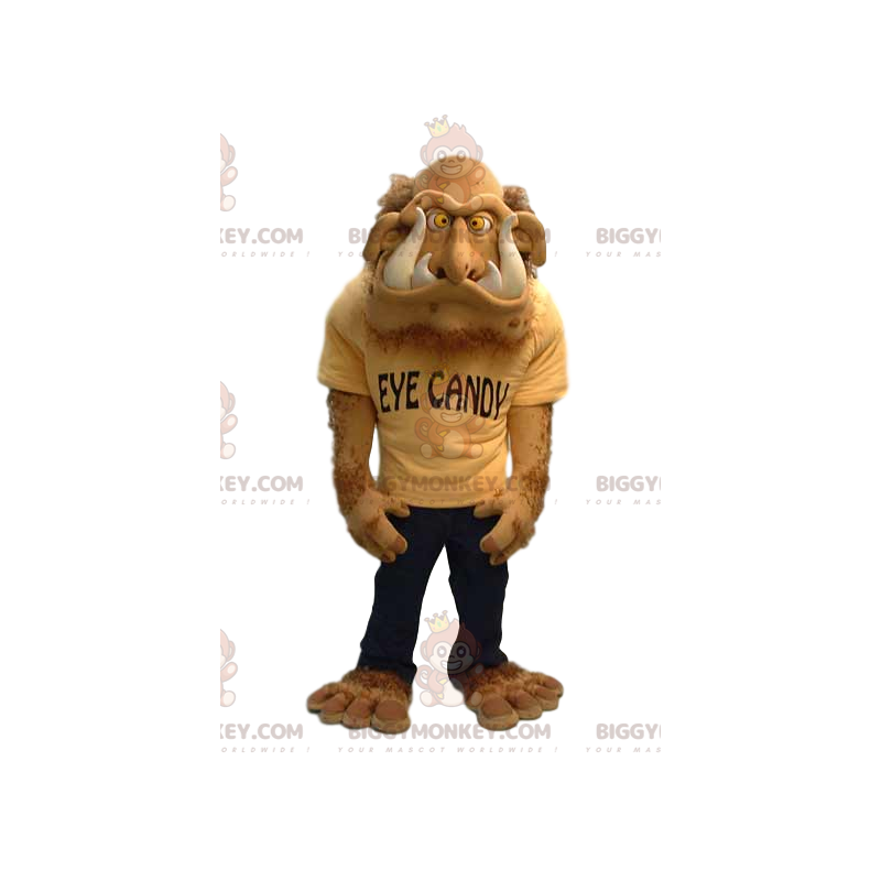 Costume de mascotte BIGGYMONKEY™ de monstre beige poilu avec