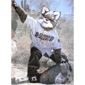 Costume de mascotte BIGGYMONKEY™ de lynx gris et blanc géant et