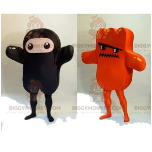 2 BIGGYMONKEY™s maskot med roliga svarta och orange karaktärer