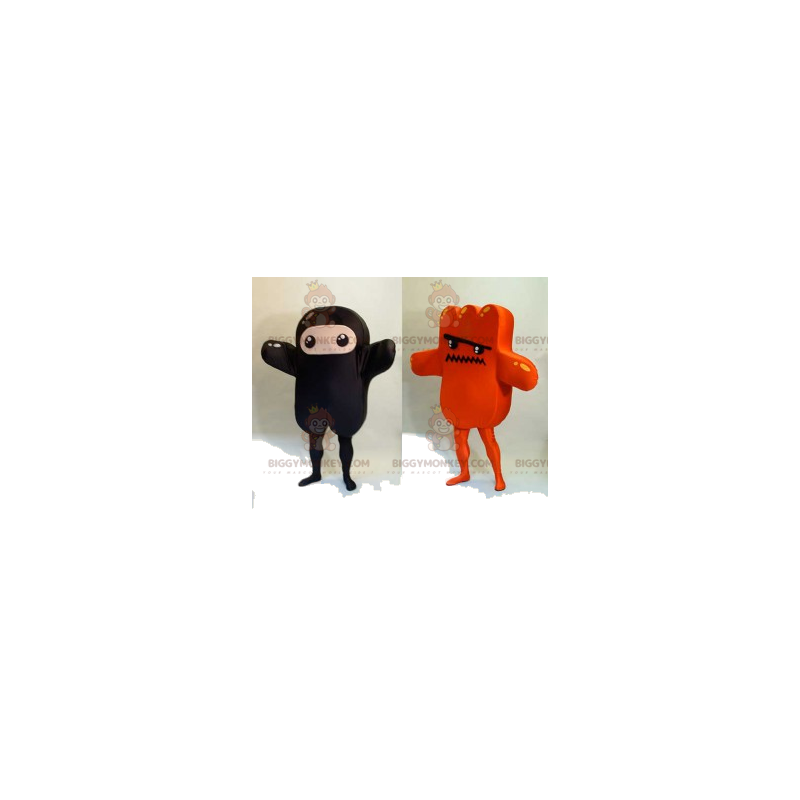 2 BIGGYMONKEY™-maskotti hauskoista mustista ja oransseista