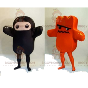 2 Maskot BIGGYMONKEY™ se zábavnými černými a oranžovými