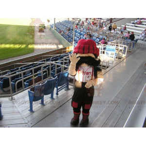 BIGGYMONKEY™ Mascot Costume of Mustachioed Man with Big Red Hat