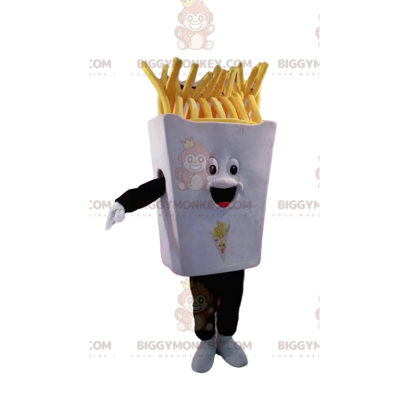 BIGGYMONKEY™ Mascottekostuum met frietbakje. Frieten Dienblad