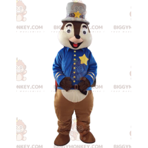 Kostým maskota BIGGYMONKEY™ veverky v kostýmu šerifa. kostým