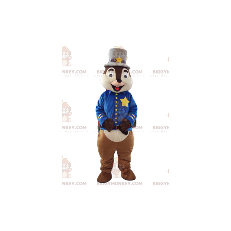 BIGGYMONKEY™ mascot costume of squirrel in sheriff outfit.