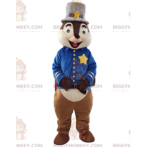 BIGGYMONKEY™ mascot costume of squirrel in sheriff outfit.