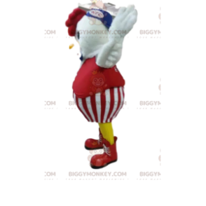 Costume da mascotte pollo BIGGYMONKEY™ in abito rosso. costume