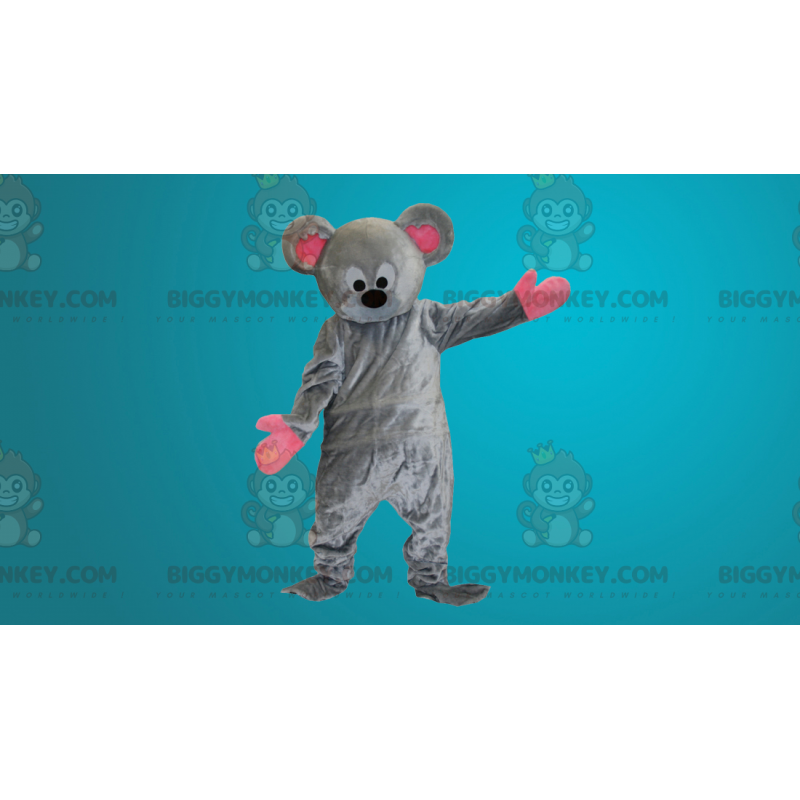 Costume da mascotte topo grigio e rosa BIGGYMONKEY™ -