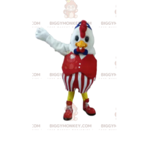 Kyckling BIGGYMONKEY™ maskotdräkt i röd kostym. kyckling kostym