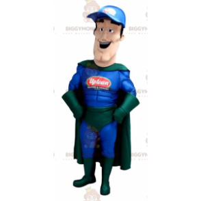 BIGGYMONKEY™ Mascot Costume Blue and Green Outfit Superhero –