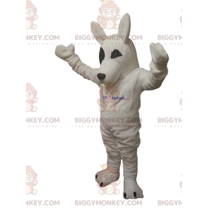 Traje da mascote do Lobo Branco BIGGYMONKEY™. fantasia de lobo