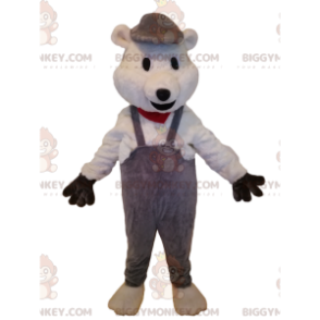 Costume da mascotte Bear BIGGYMONKEY™ con tuta grigia. costume