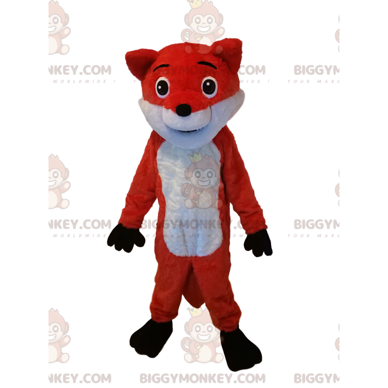 Disfraz de mascota BIGGYMONKEY™ de zorro naranja y blanco.