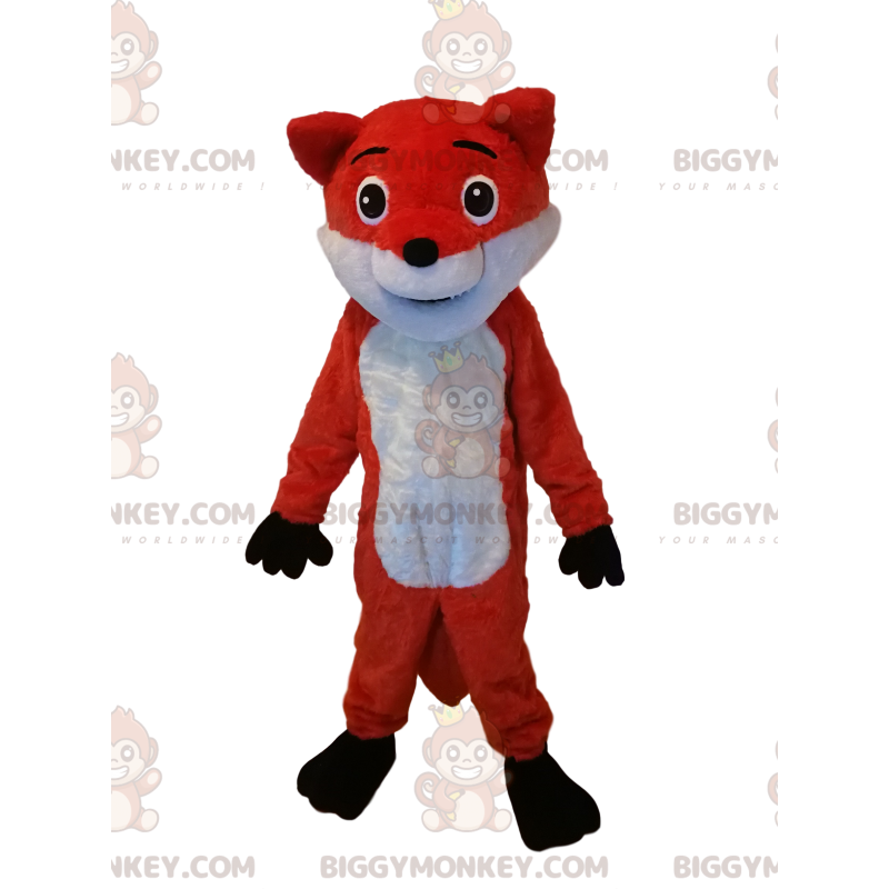 Fantasia de mascote BIGGYMONKEY™ de raposa laranja e branca.