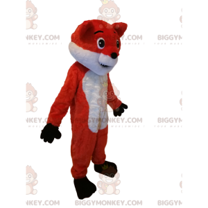 Fantasia de mascote BIGGYMONKEY™ de raposa laranja e branca.
