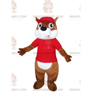 Costume de mascotte BIGGYMONKEY™ de castor marron avec un