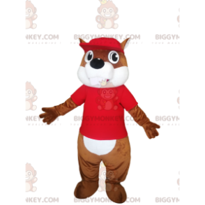 Fato de mascote BIGGYMONKEY™ de castor castanho com camisola