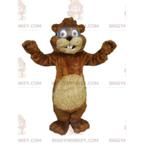 Beaver BIGGYMONKEY™ Costume da mascotte con occhiali. -