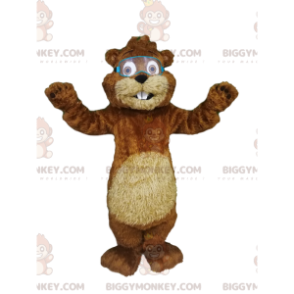 Costume de mascotte BIGGYMONKEY™ de castor avec des lunettes de